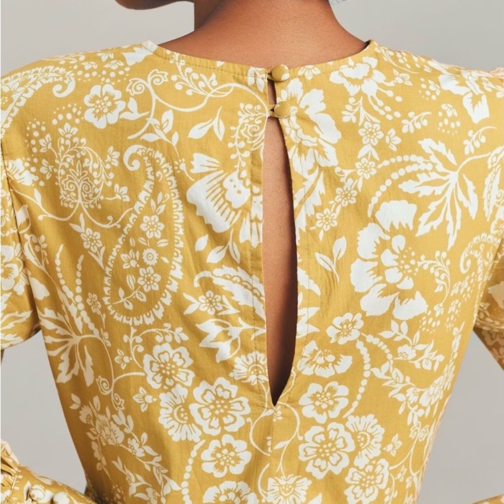 Anthropologie Maeve Long-Sleeve V-Neck Ruffle Mini Dress Medium - Picture 2 of 12